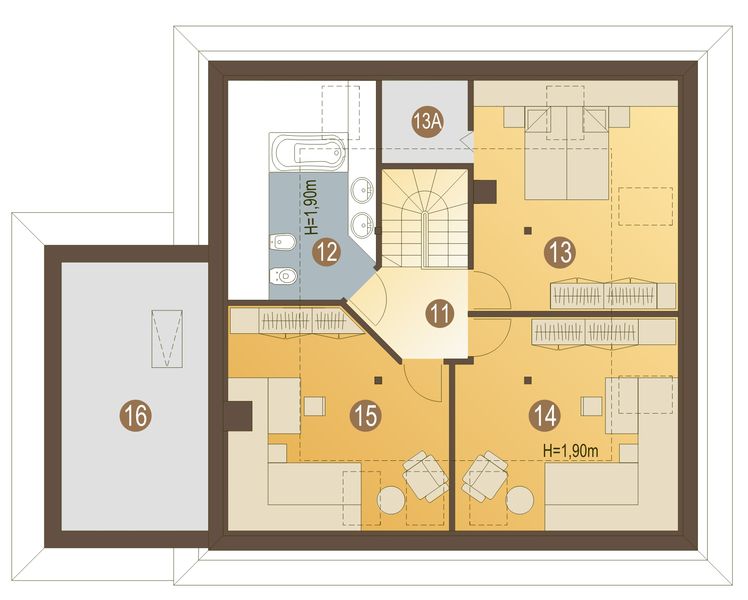Poddasze projektu Kuba z garażem 1-st. [A]