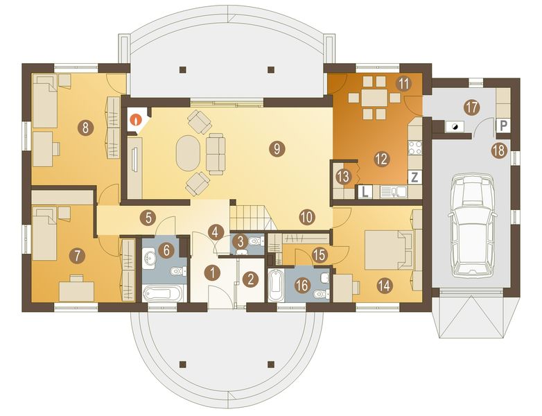 Parter projektu Kukułka z garażem 1-st. [A]