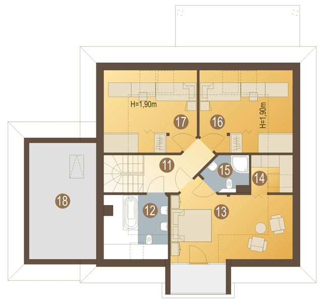 Poddasze projektu Lara z garażem 1-st. [A1]