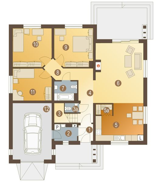 Parter projektu Lelek z garażem 1-st. [A]