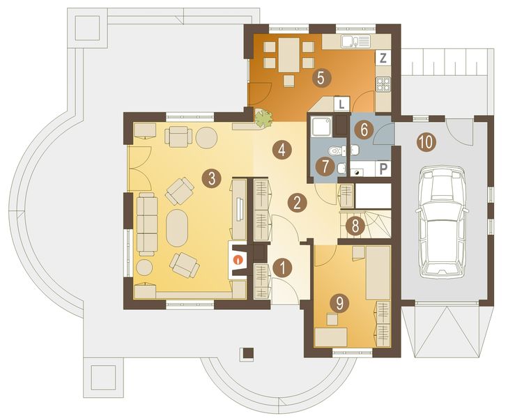 Parter projektu Lissa z garażem 1-st. [A]