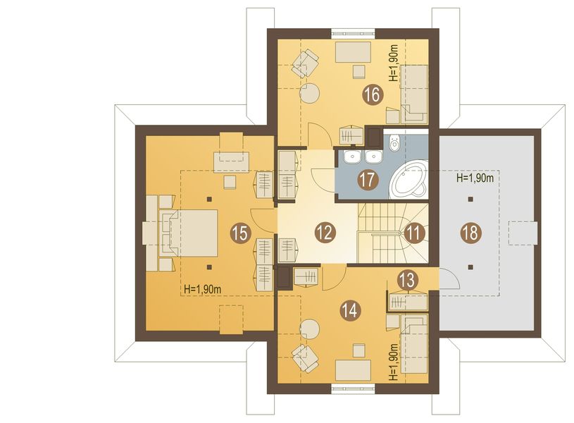 Poddasze projektu Lissa z garażem 1-st. [A]