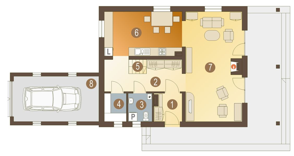 Parter projektu Maciek z garażem 1-st. [A]