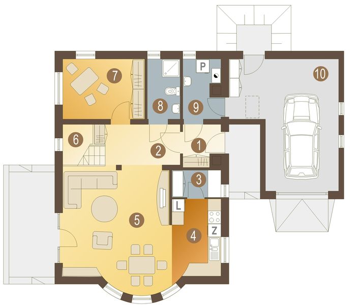 Parter projektu Martynka z garażem 1-st. [A]