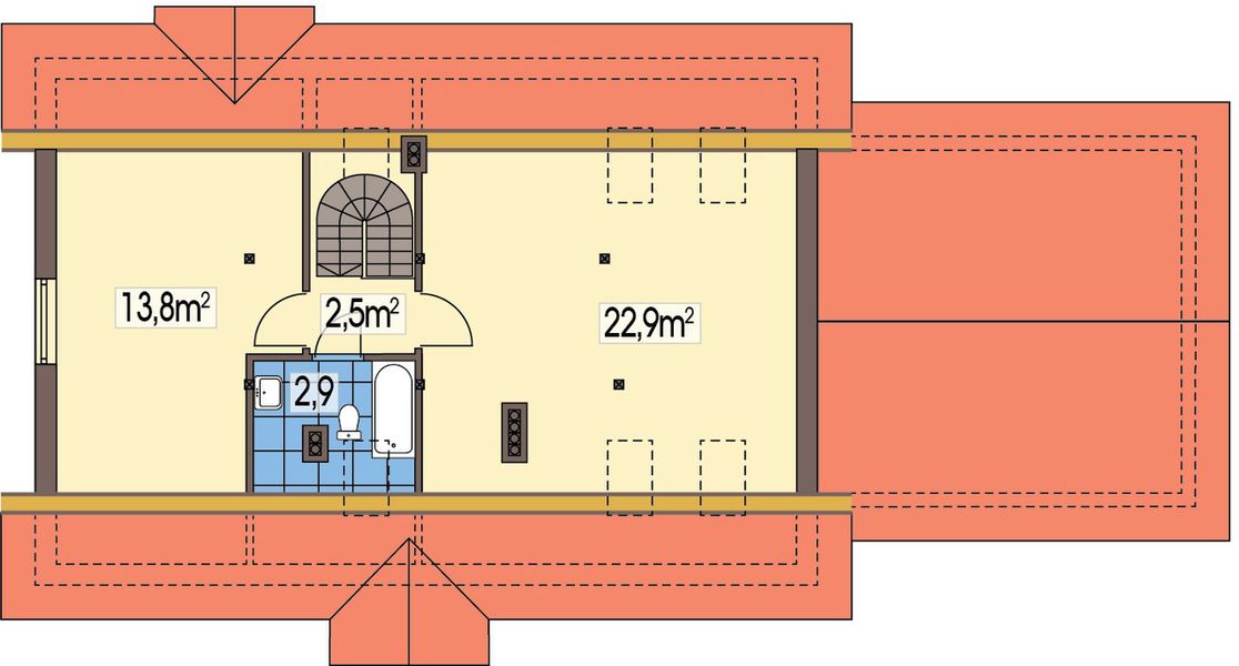 Poddasze projektu Gienia wersja F z garażem podwójnym strop Teriva z piwnicą paliwo stałe