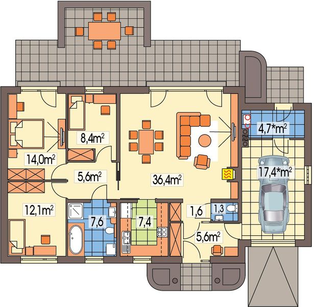 Parter projektu Emma 2 MDM wersja A pojedynczy garaż