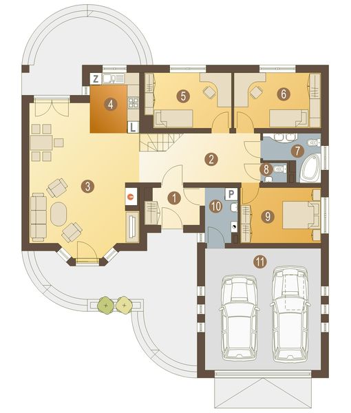Parter projektu Mewa z garażem 2-st. [A]