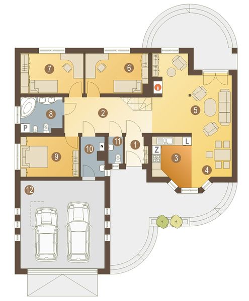 Parter projektu Mewa II z garażem 2-st. [A]