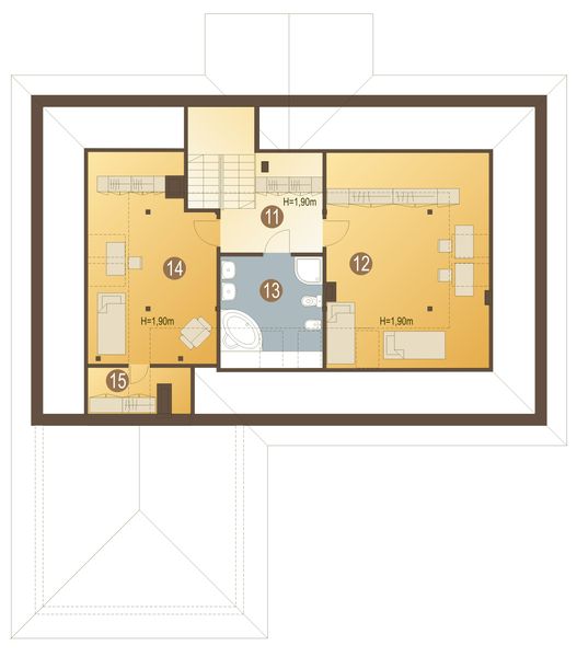 Poddasze projektu Mira z garażem 2-st. [A]