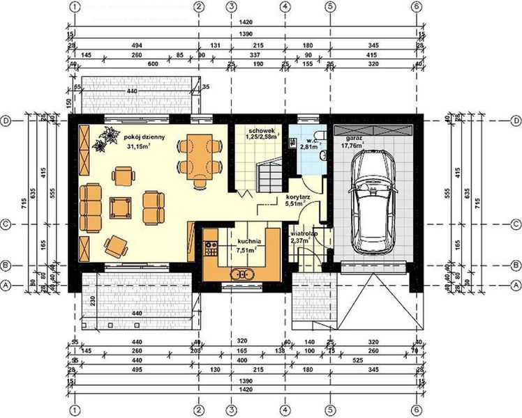Parter projektu Tronco zabudowa szeregowa