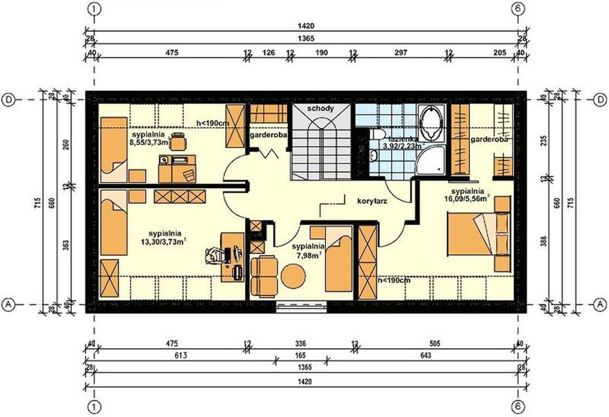 Poddasze projektu Tronco zabudowa szeregowa