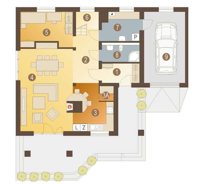 Parter projektu Patryk z garażem 1-st. [A]