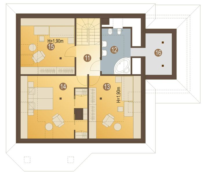 Poddasze projektu Patryk z garażem 1-st. [A]