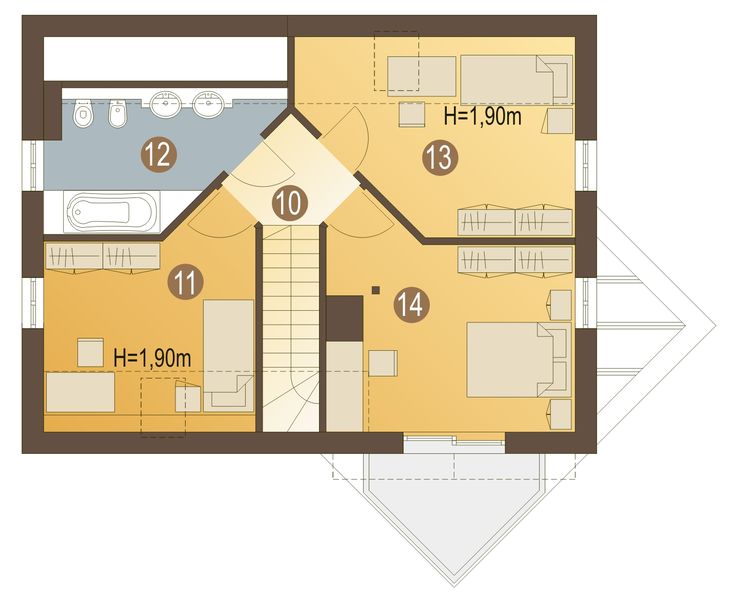 Poddasze projektu Pliszka bez garażu [B]