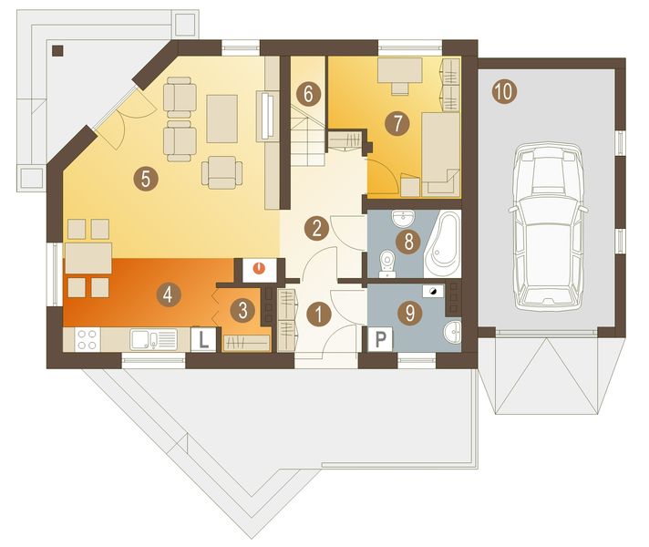 Parter projektu Sikorka z garażem 1-st. [A]