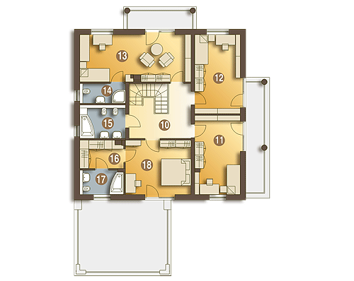 Piętro 1 projektu Pustułka z garażem 2-st. [A]