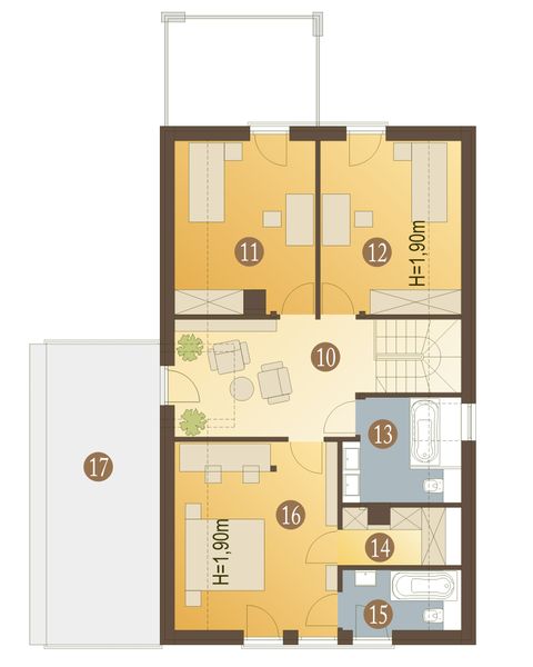 Poddasze projektu Leo z garażem 2-st. [A]