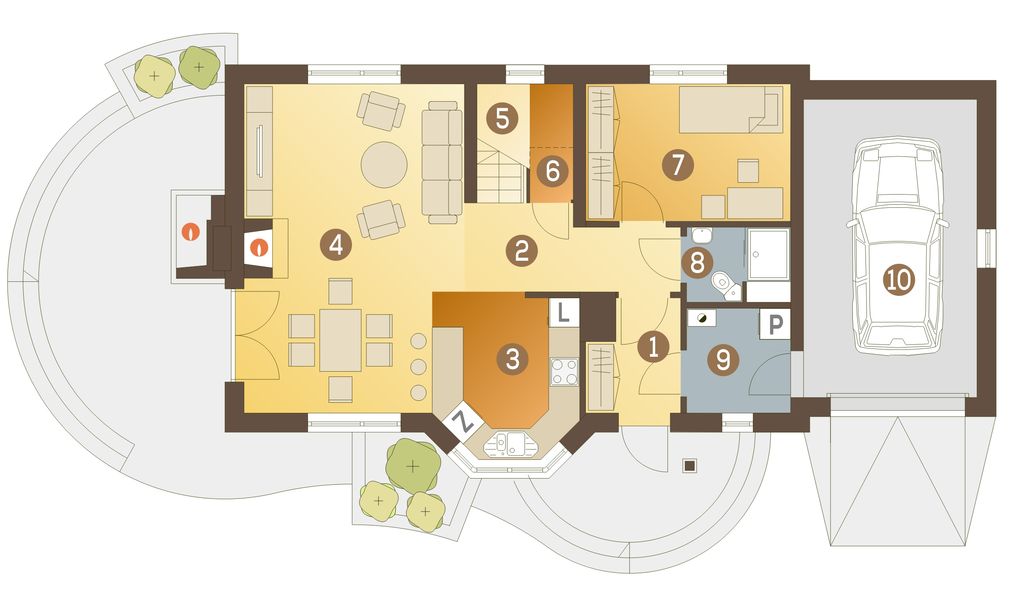 Parter projektu Agatka II z garażem 1-st. [A]