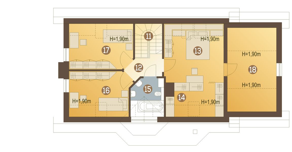 Poddasze projektu Agatka II z garażem 1-st. [A]