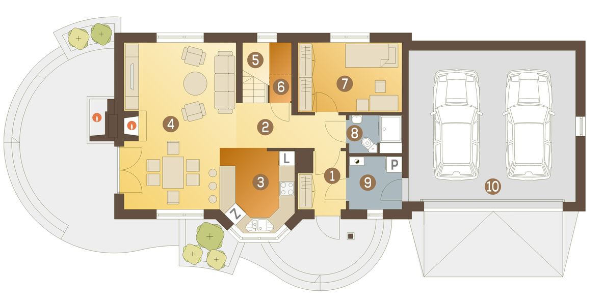 Parter projektu Agatka II z garażem 2-st. [A1]