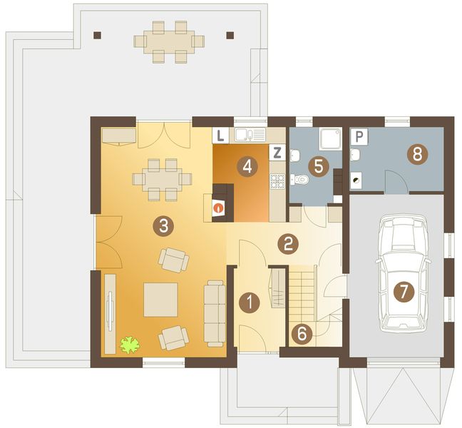 Parter projektu Franek z garażem 1-st. [A]