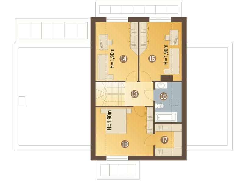 Poddasze projektu Tytus z garażem 1-st. [A]