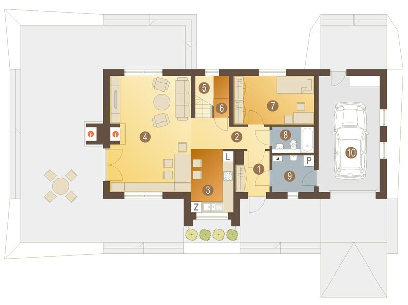 Parter projektu Lenka z garażem 1-st. [A]