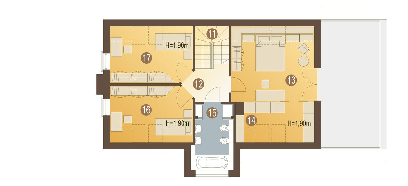 Poddasze projektu Lenka z garażem 1-st. [A]