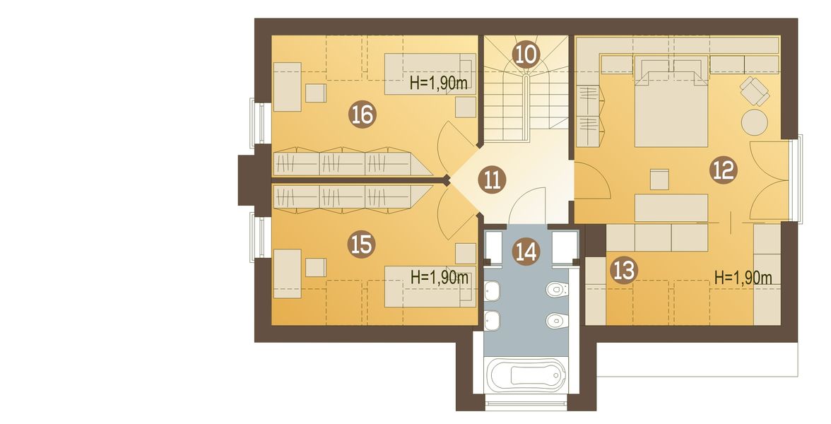 Poddasze projektu Lenka bez garażu [B]