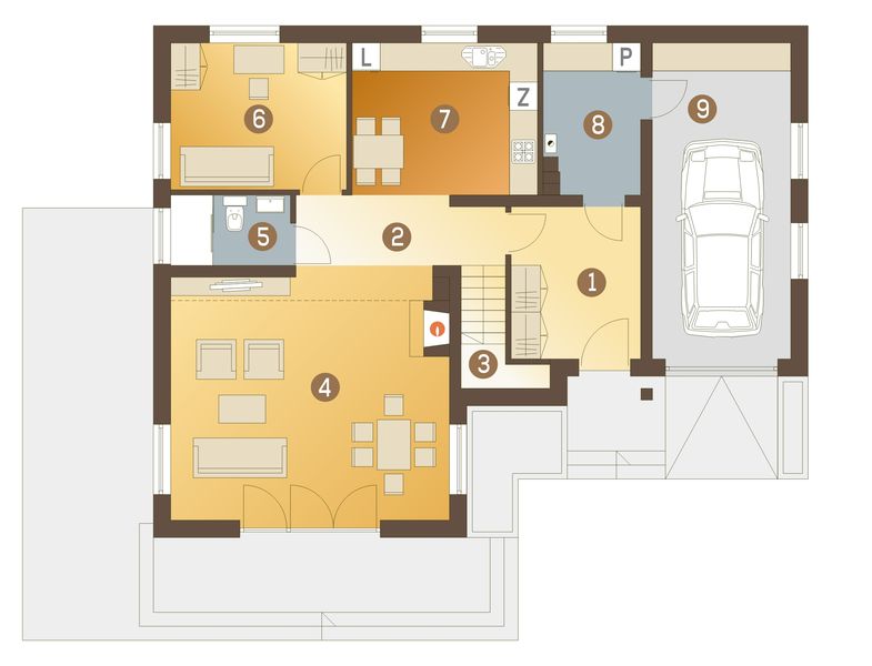 Parter projektu Łukasz z garażem 1-st. [A]