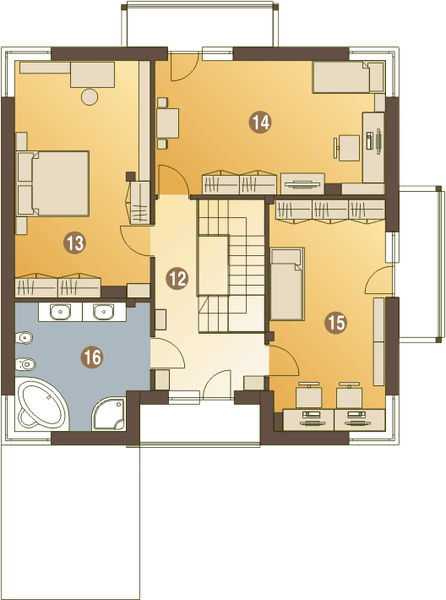 Piętro 1 projektu Kastor z garażem 1-st. [A]