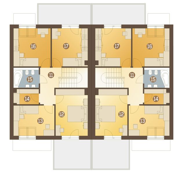 Poddasze projektu Gwarek z garażem 1-st. bliźniak [A-BL1]