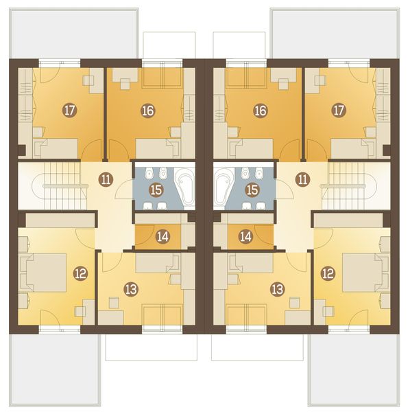 Poddasze projektu Gwarek z garażem 1-st. bliźniak [A-BL2]