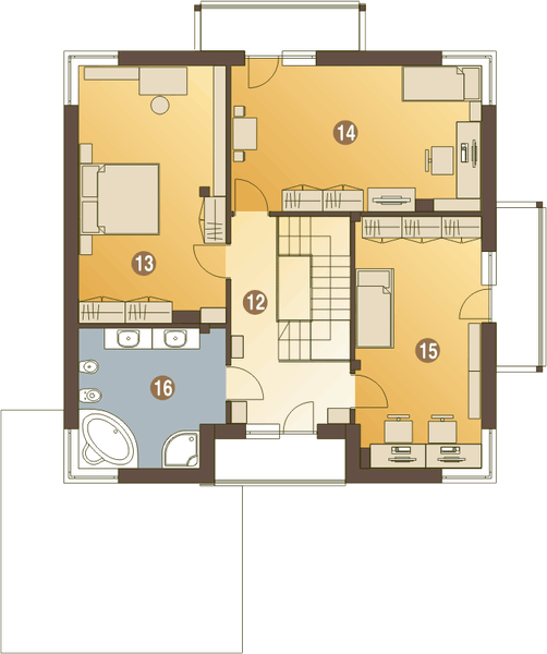 Piętro 1 projektu Kastor z garażem 2-st. [A1]