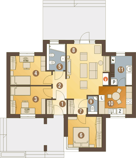 Parter projektu Polluks bez garażu [B]