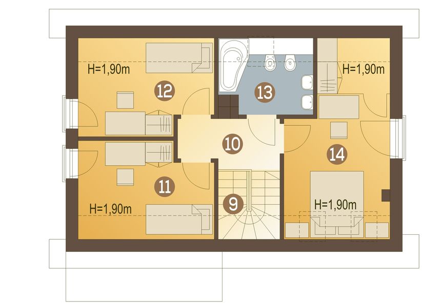 Poddasze projektu Eco 1 bez garażu [B]