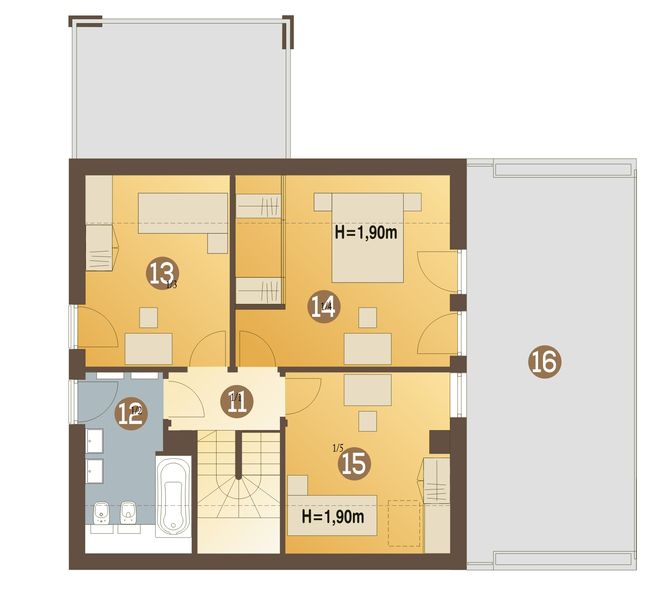 Poddasze projektu Olivier z garażem 1-st. [A]