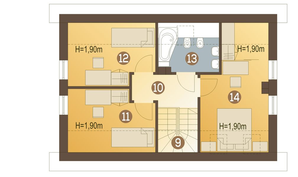 Poddasze projektu Eco 2 bez garażu [B]