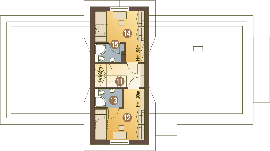 Poddasze projektu Abigail II z garażem 2-st. [A1]