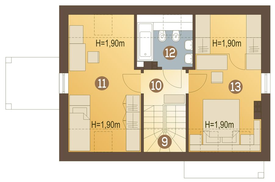 Poddasze projektu Eco 3 bez garażu [B]