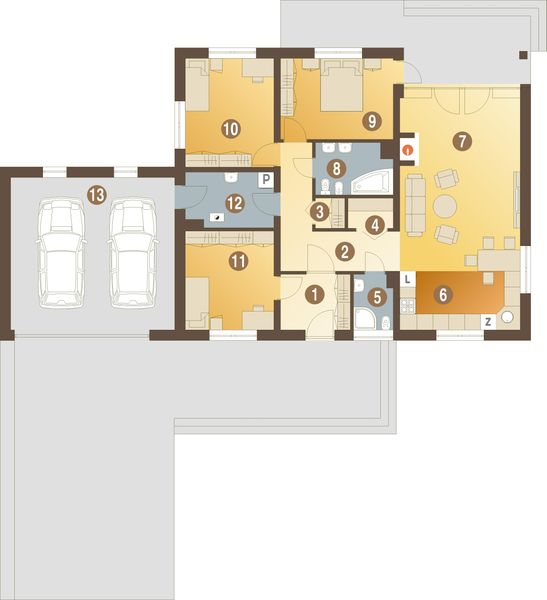 Parter projektu Tomaszek III z garażem 2-st. [A1]