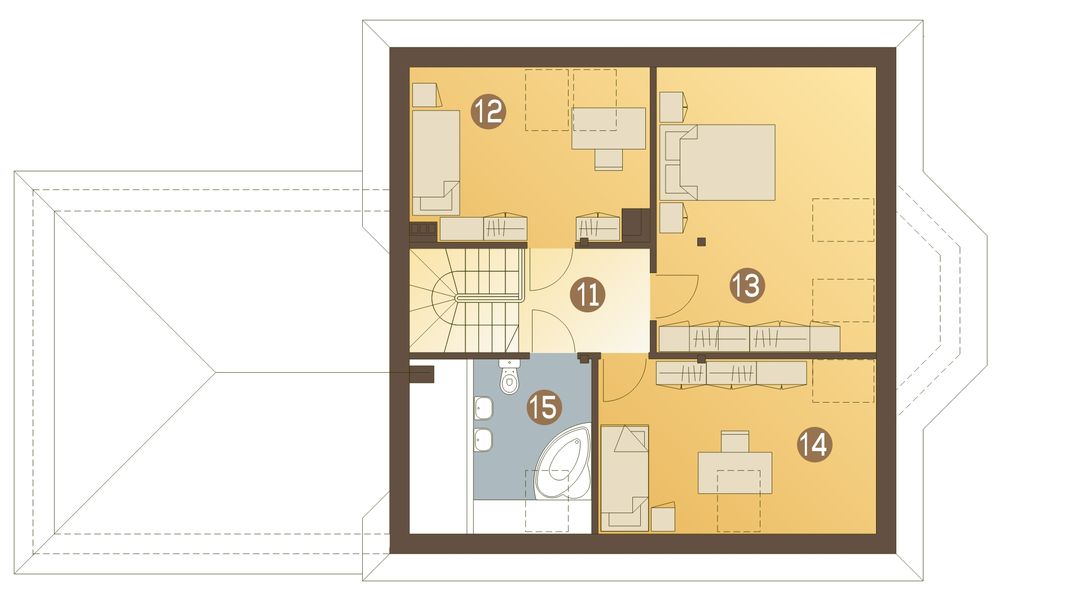 Poddasze projektu Szpak trend z garażem 2-st. [A]
