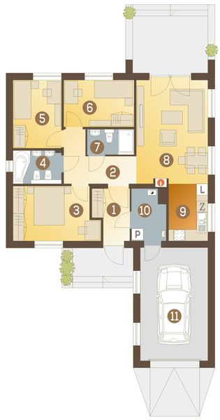 Parter projektu Hugo z garażem 1-st. [A2]