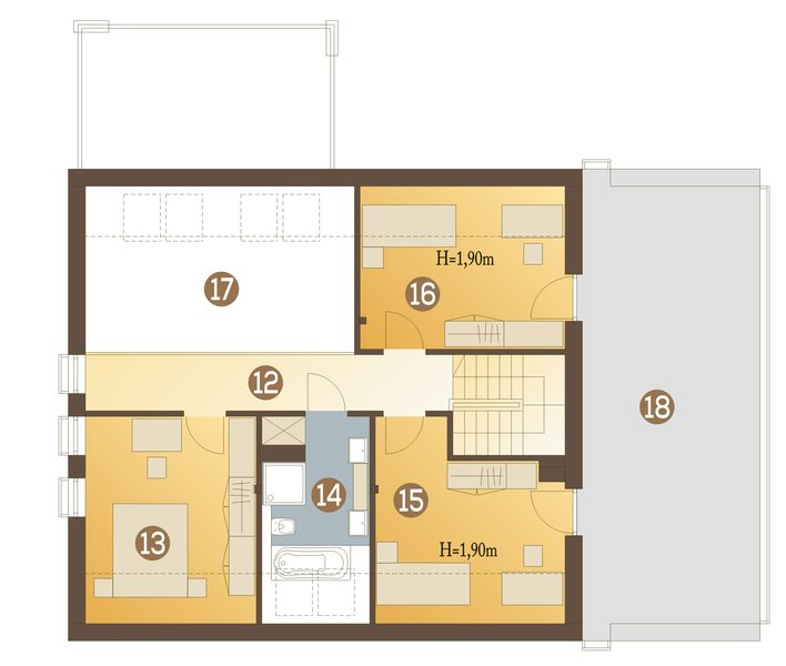 Poddasze projektu Oleg II z garażem 1-st. [A]