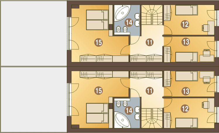 Poddasze projektu Long z garażem 1-st. bliźniak [A-BL2]
