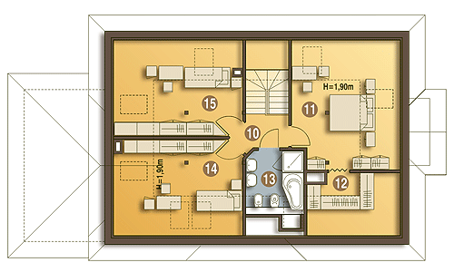 Poddasze projektu Amelia z garażem 1-st. [A]