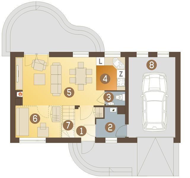 Parter projektu Kajtek z garażem 1-st. [A]