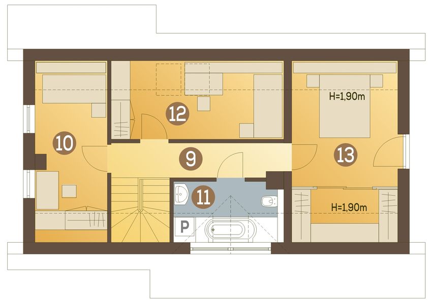 Poddasze projektu Kajtek z garażem 1-st. [A]