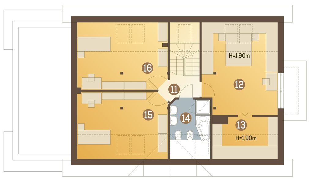 Poddasze projektu Amelia V z garażem 1-st. [A]