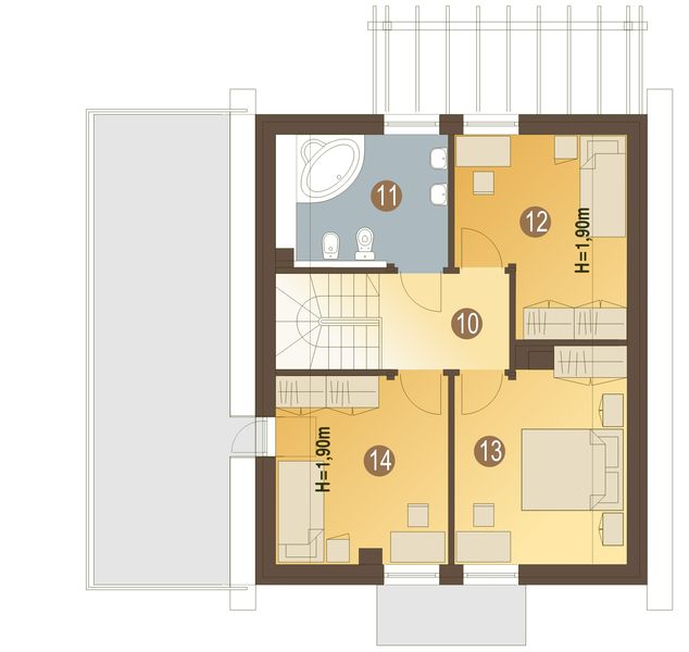 Poddasze projektu Ala II z garażem 1-st. [A]